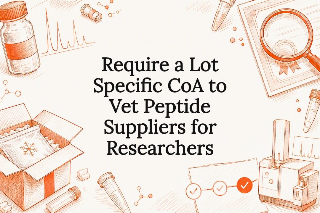 Decorative peptide supplier verification title card