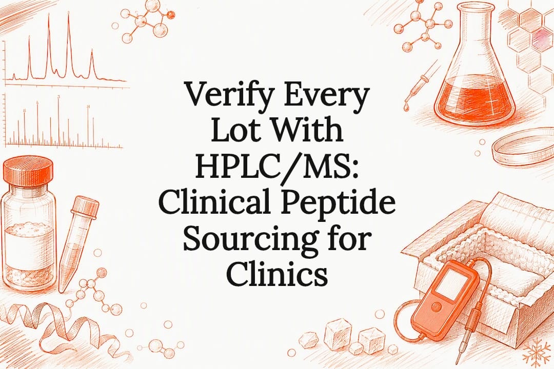 Decorative peptide testing title card illustration