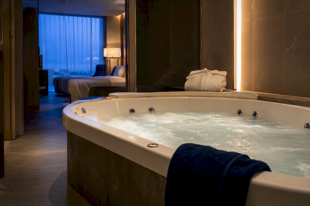 Private in-room jetted tub in hotel suite