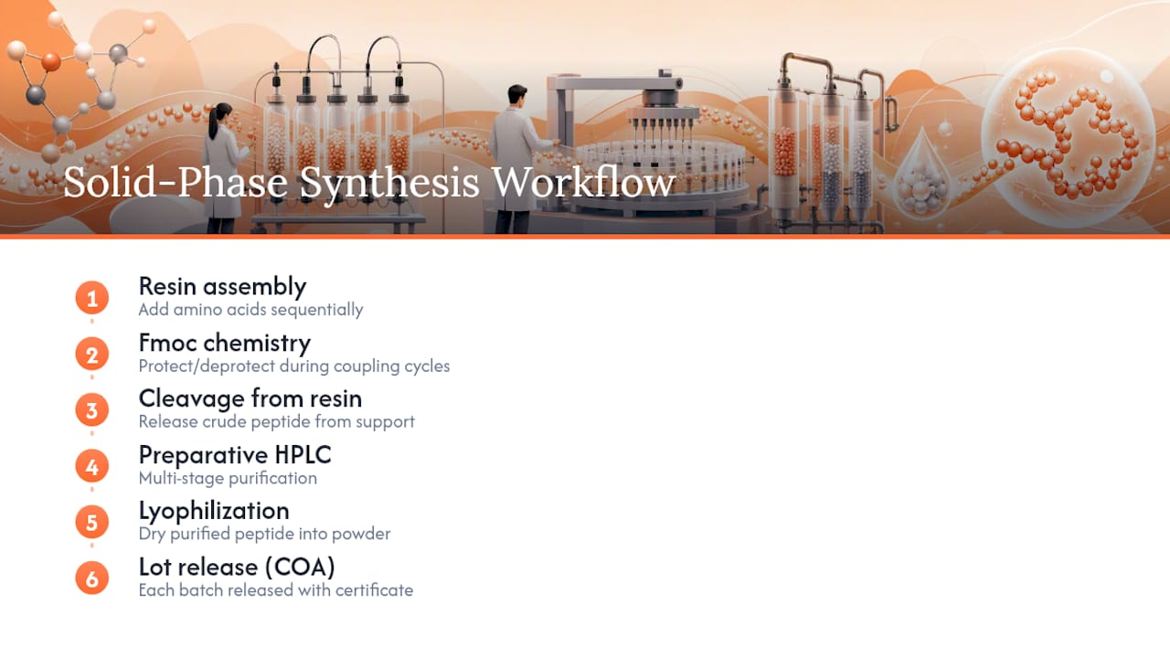 Solid-phase peptide synthesis workflow