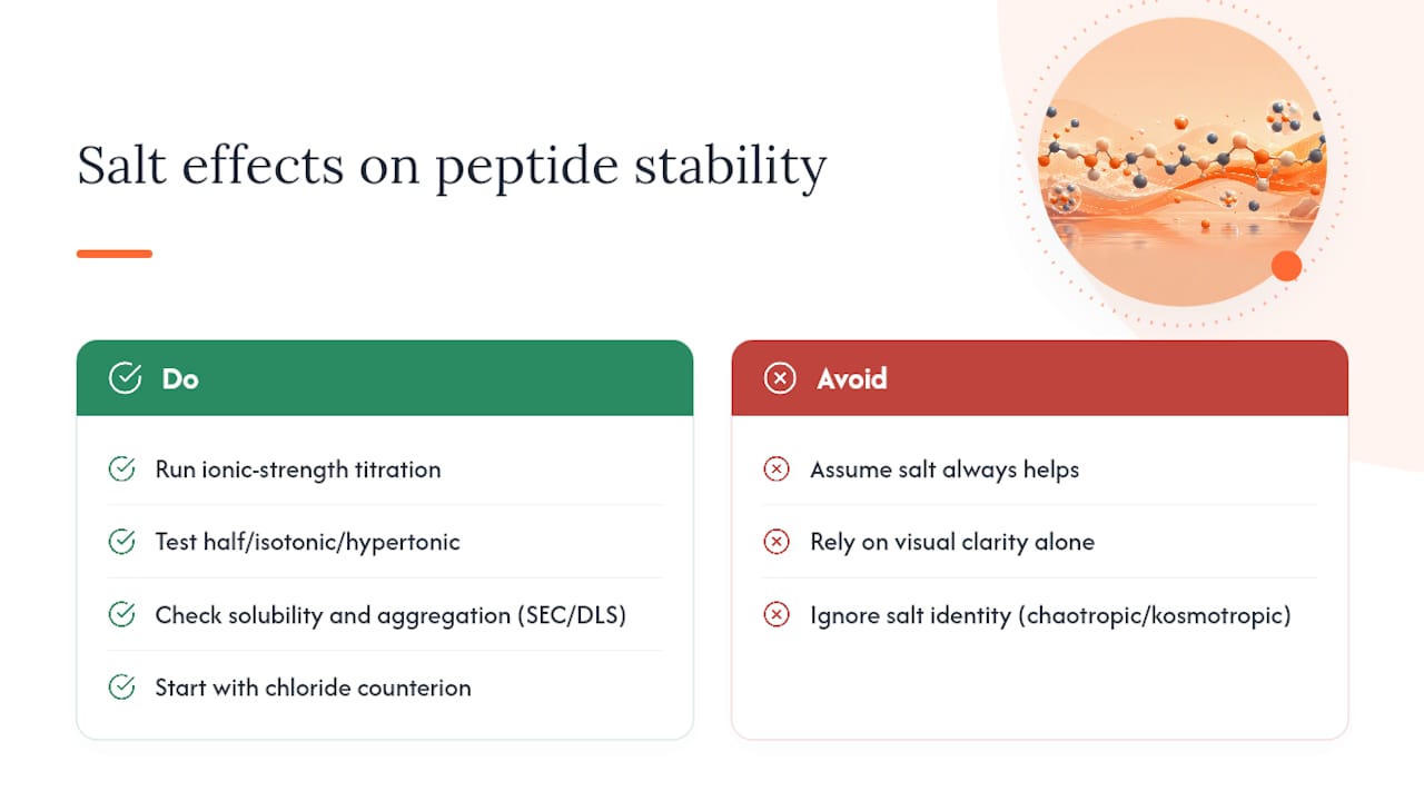 Ionic Strength and Salt Selection in Peptide Formulations — overview diagram