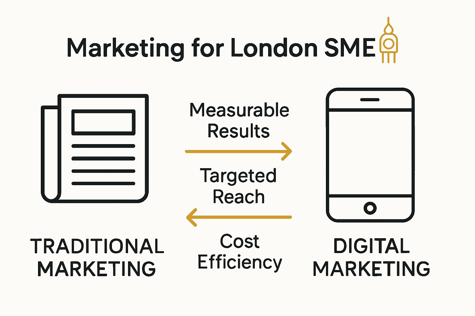 Infographic comparing traditional and digital marketing for London SMEs
