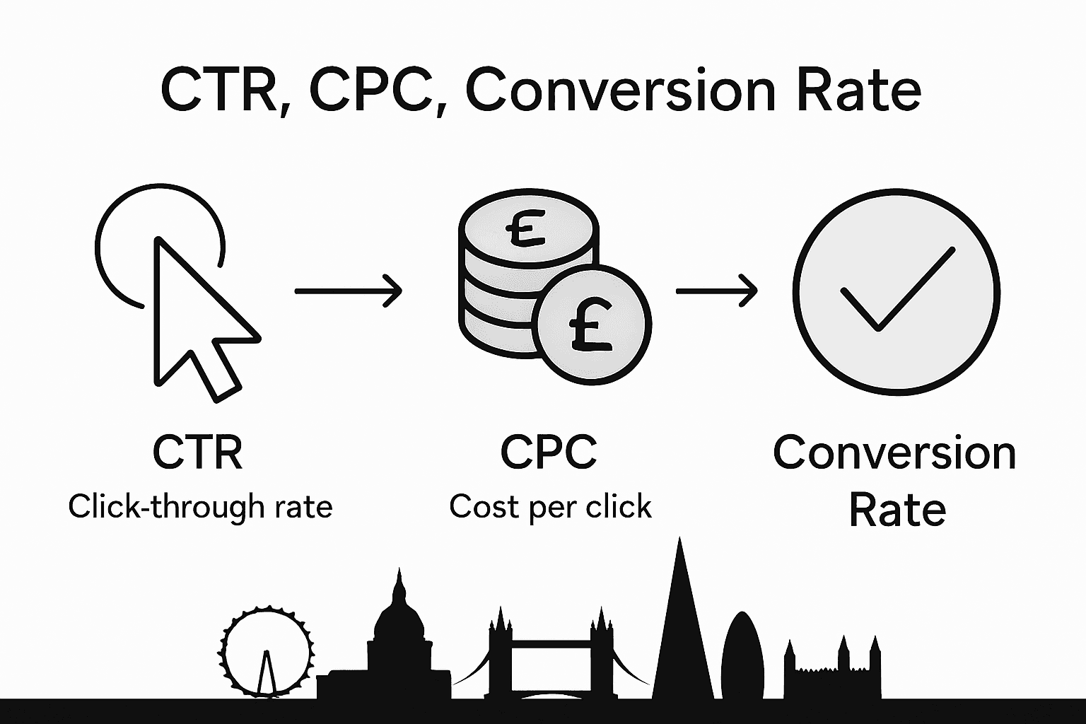 Infographic comparing key Google Ads metrics
