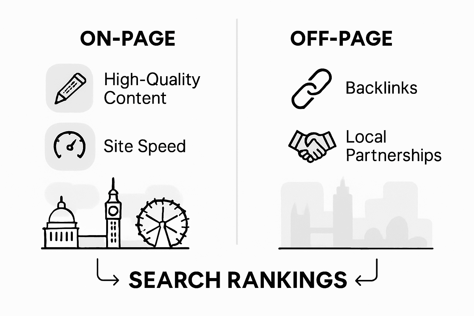 Infographic comparing on-page and off-page SEO