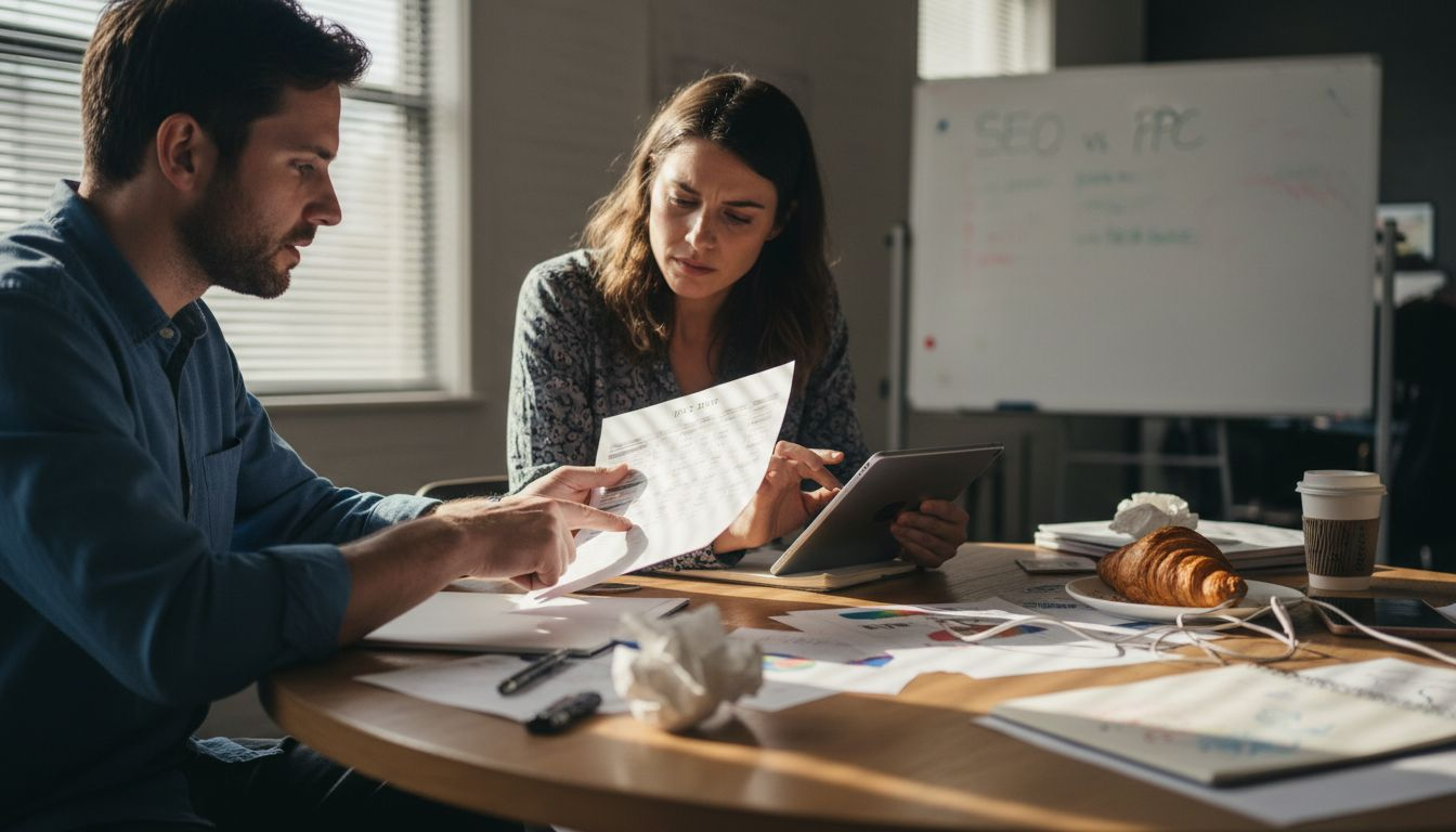 Team reviewing digital marketing campaign details