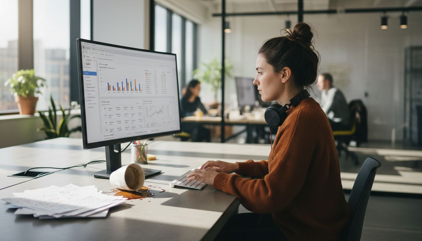 Assistant analyzing Google Ads in London office