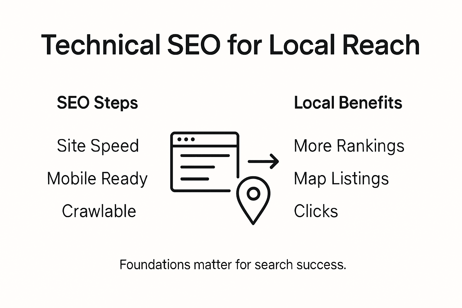 Infographic showing technical SEO’s impact on local search