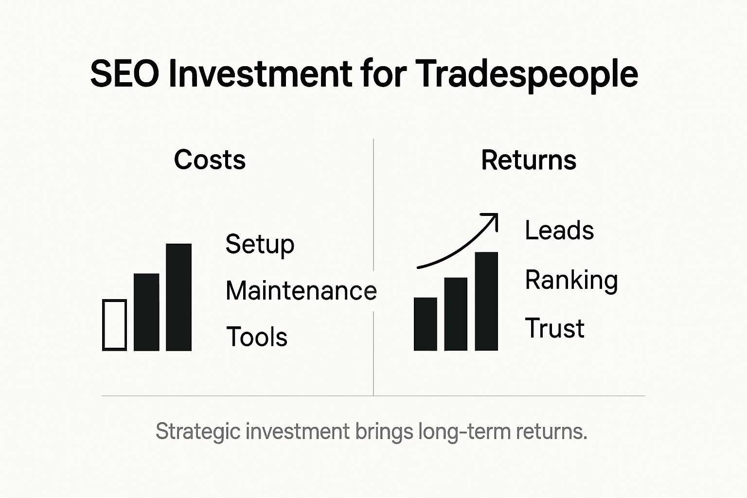 Infographic showing SEO costs and returns for tradespeople
