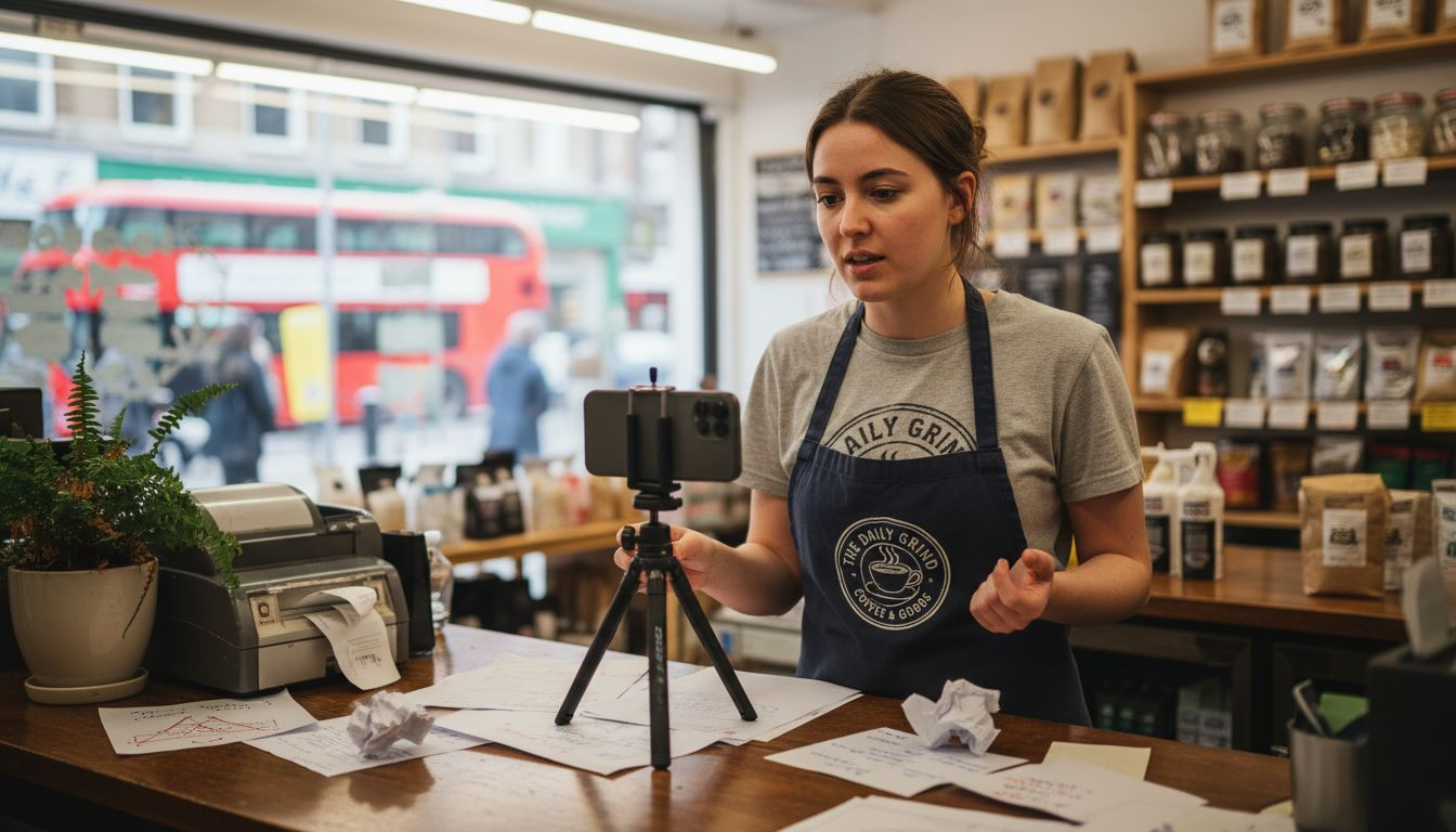 Business owner creating digital brand story