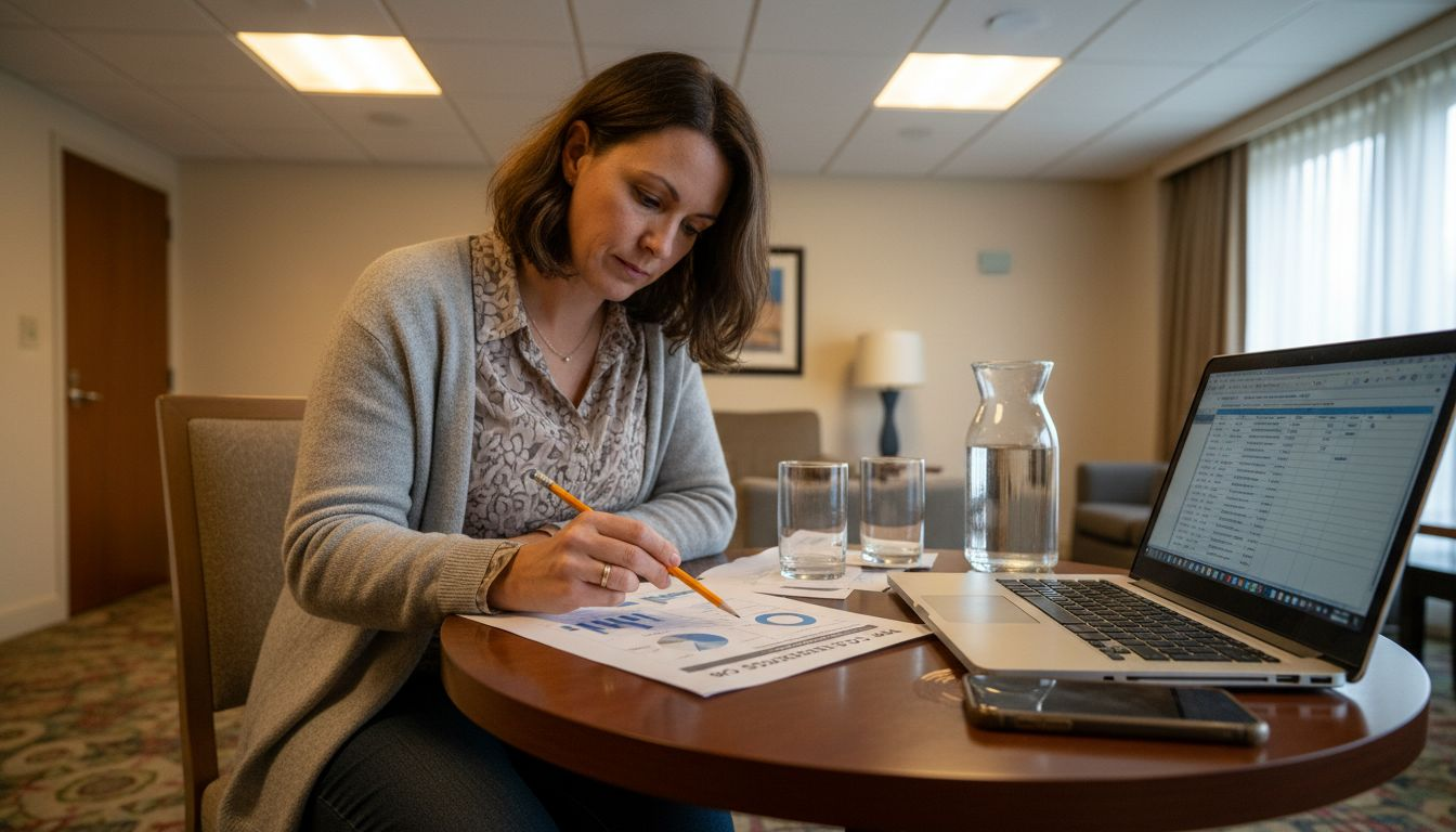 Business owner discussing PPC budget spreadsheet