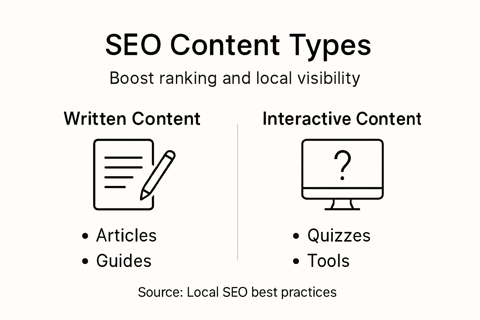 Infographic showing main SEO content types