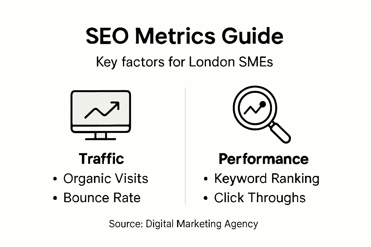 Infographic with key SEO metrics for London SMEs