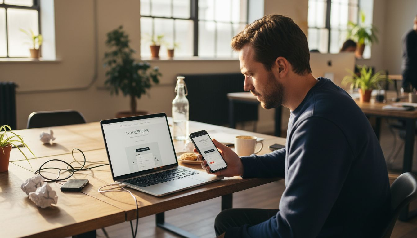 Designer tests clinic website mobile layout