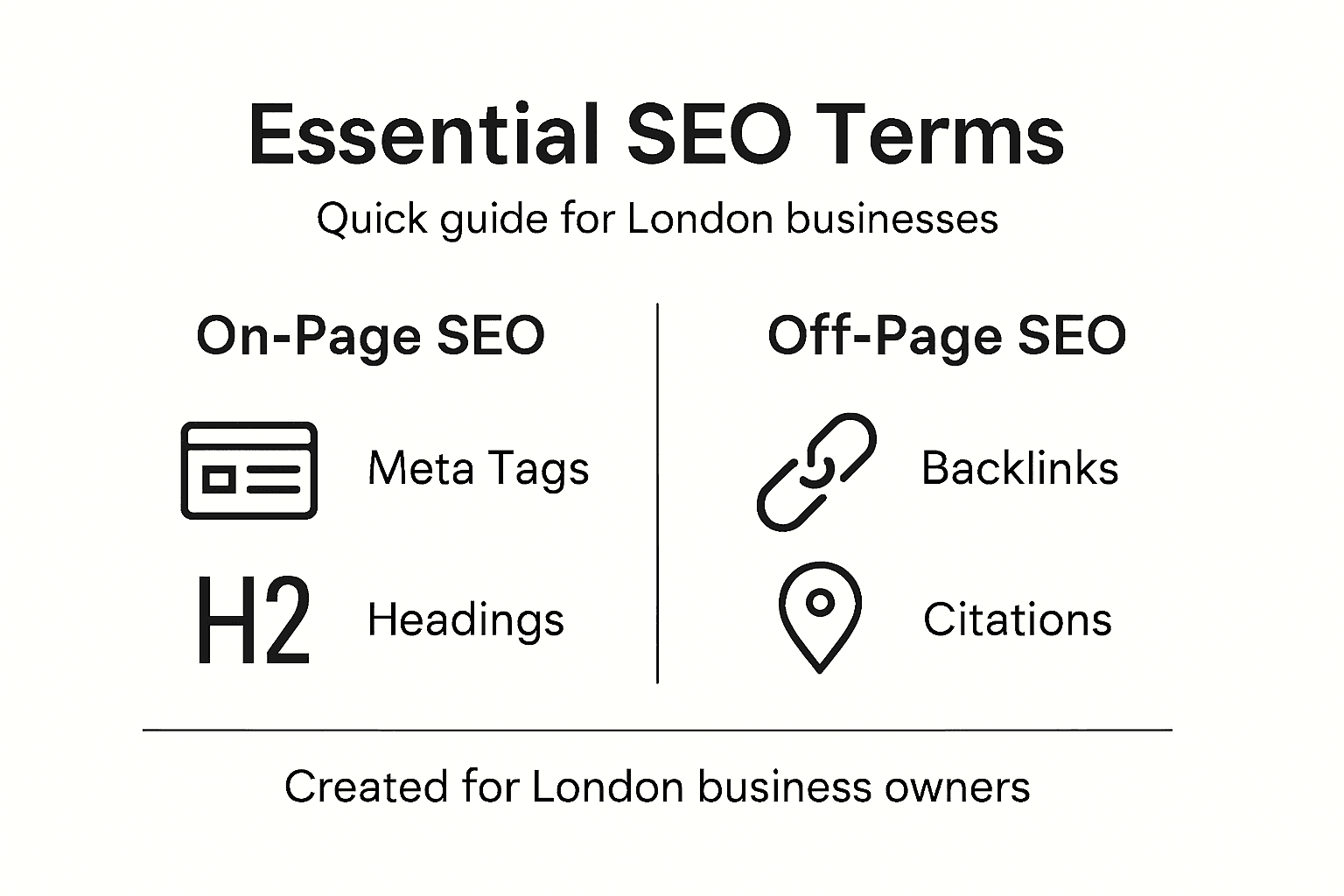 Infographic summarising essential SEO terms