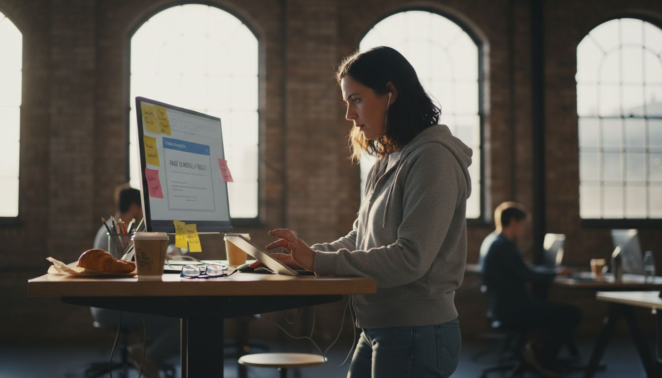 Web developer testing mobile site workspace