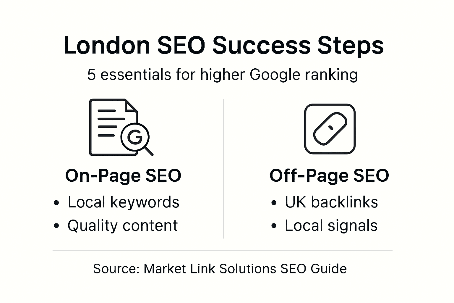 Infographic showing London SEO ranking steps