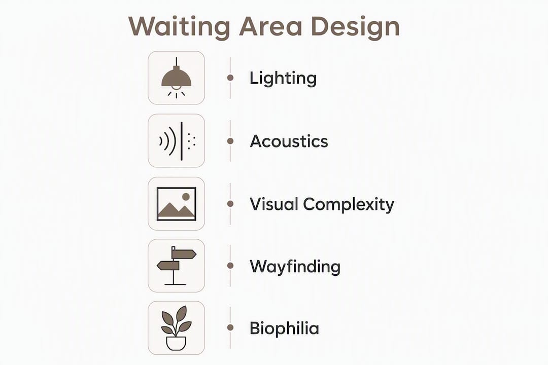 Infographic showing waiting area design key factors