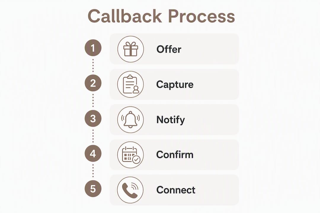 Infographic showing virtual queue callback steps