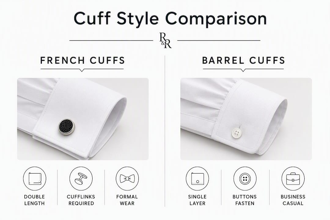 Infographic comparing French and barrel cuffs