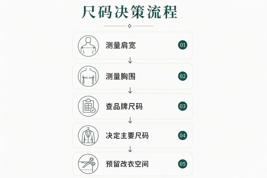 西装尺码选择全攻略流程图