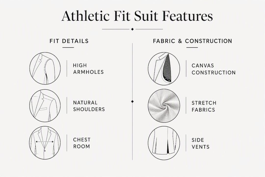 Infographic comparing athletic fit suit features