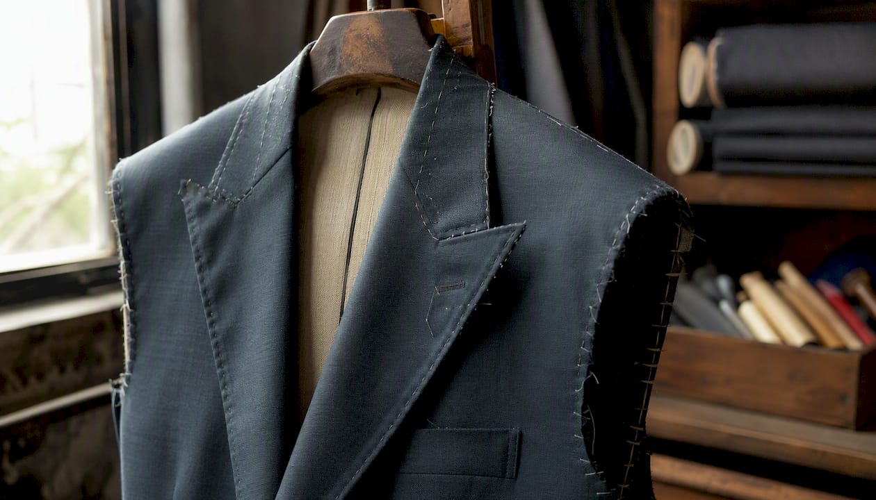 Half canvas suit jacket front detail