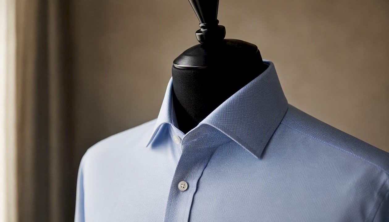 Tailored dress shirt collar close-up