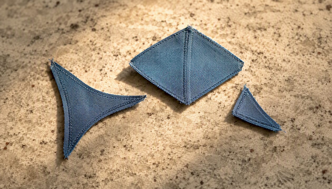 Close-up of various shirt gusset types