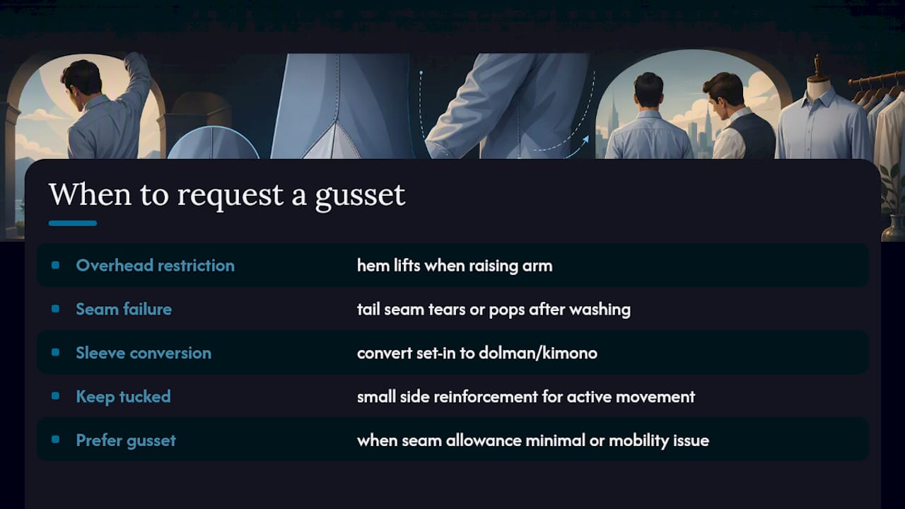 When should you ask for a gusset? — overview diagram