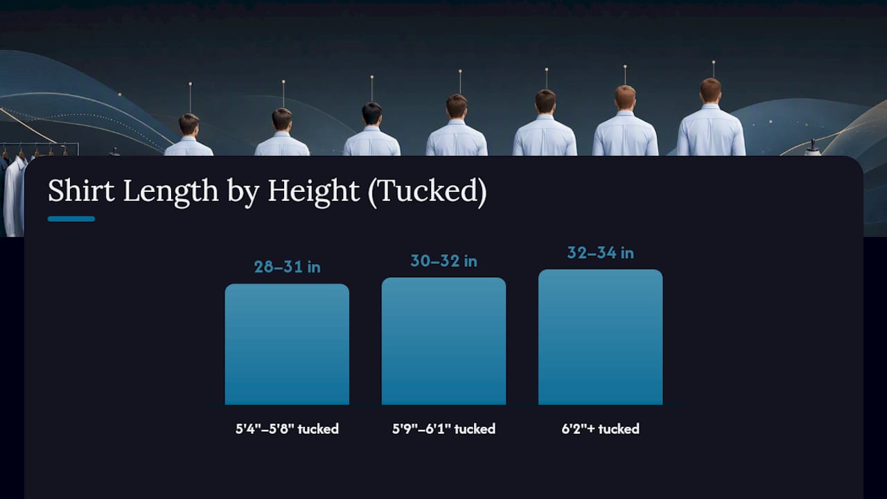 Recommended Shirt Length by Height and Use — overview diagram