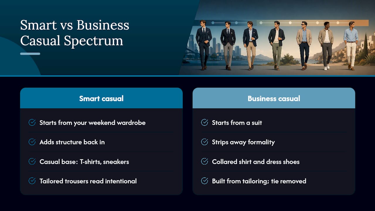 Comparison spectrum of smart casual and business casual styles