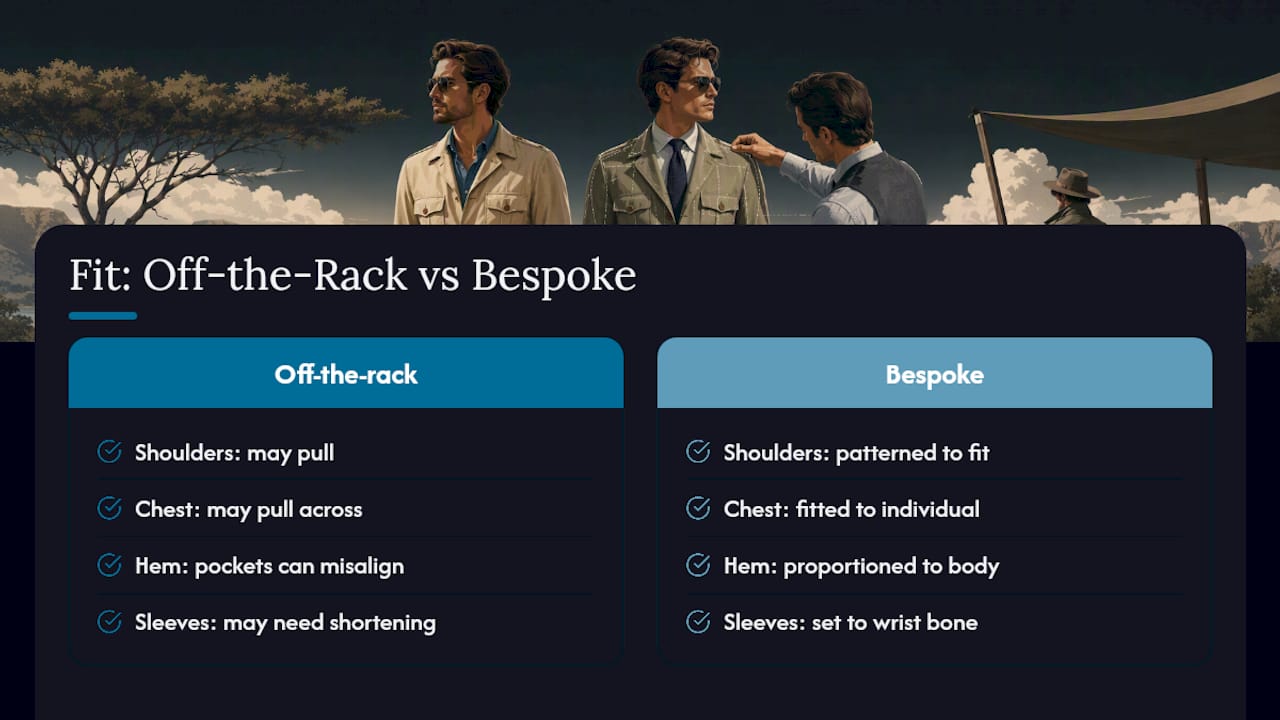 Safari jacket fit comparison checkpoints