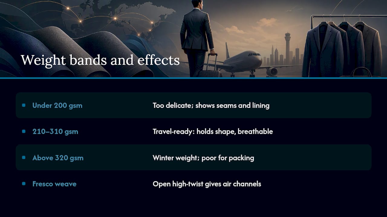 Suiting weight bands and travel performance