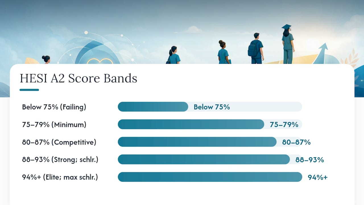 Diagram of HESI score bands and program reactions