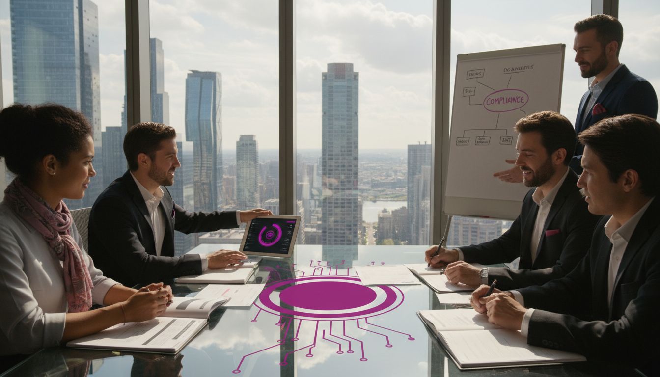 Compliance team reviews regulatory documents together