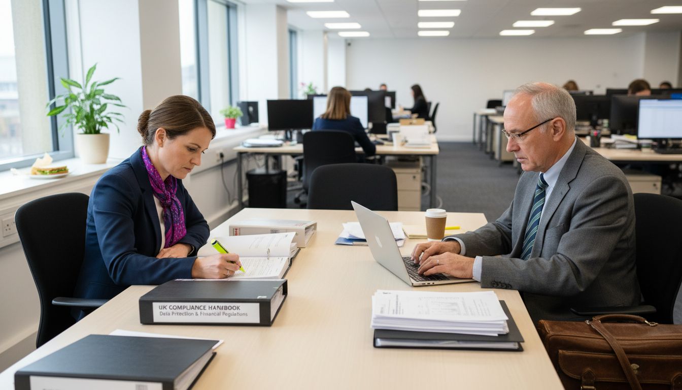 Compliance team working on daily tasks