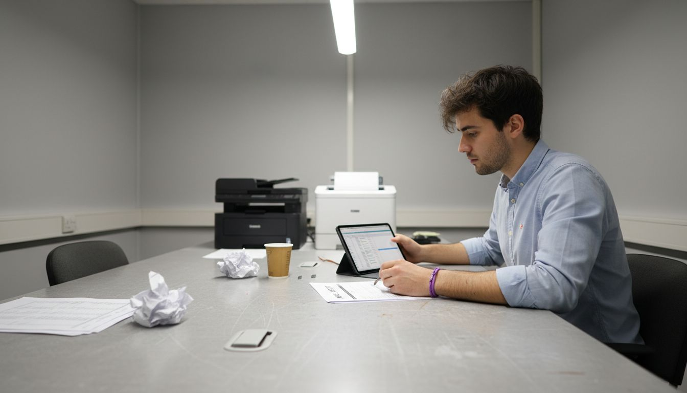 Analyst checking fintech compliance paperwork