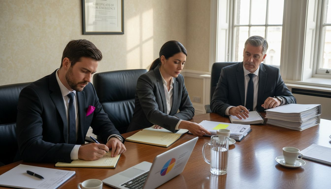 Legal team discusses client trust in meeting