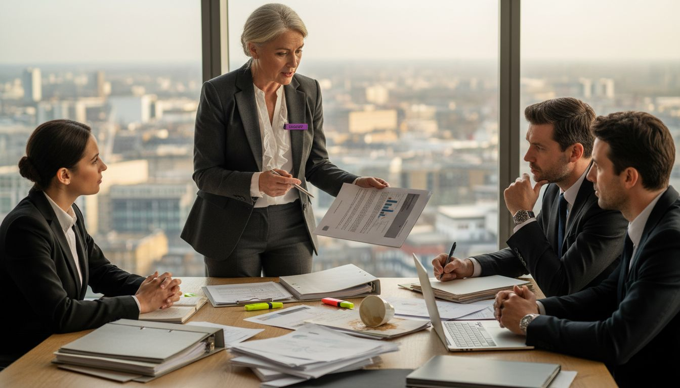 Legal consultant presenting in boardroom