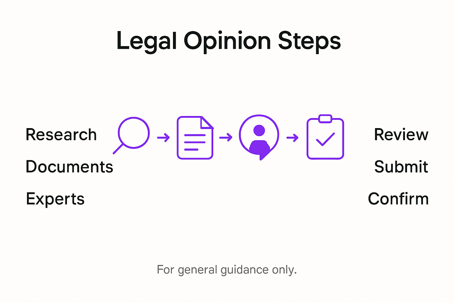 Infographic showing legal opinion steps for startups