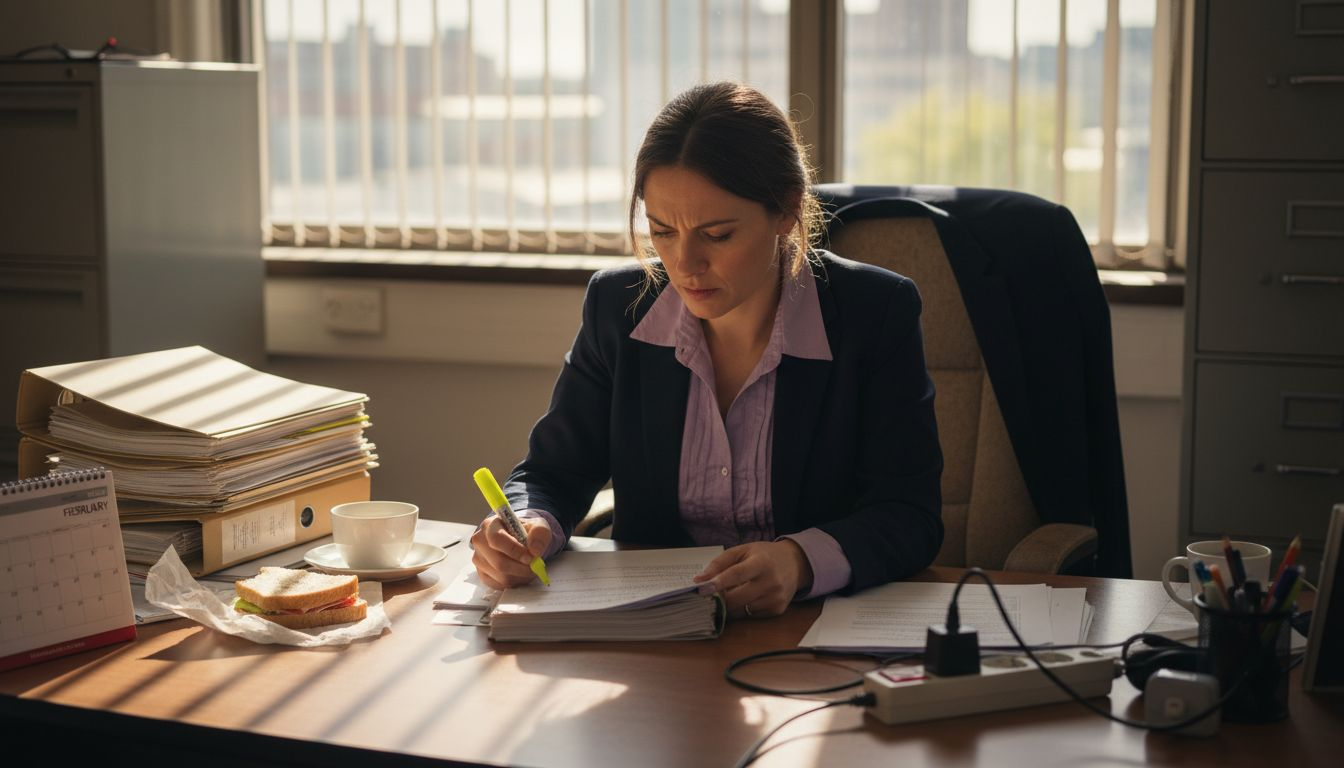 Lawyer drafting legal opinion at desk