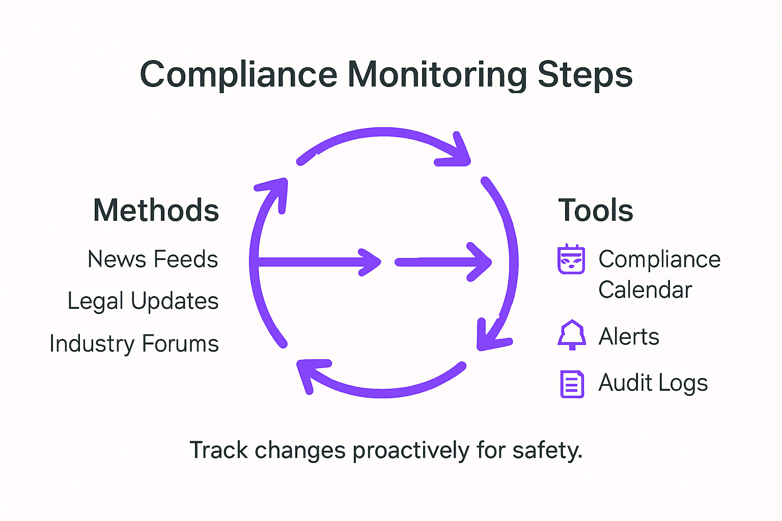 Infographic showing compliance monitoring steps in adult industry