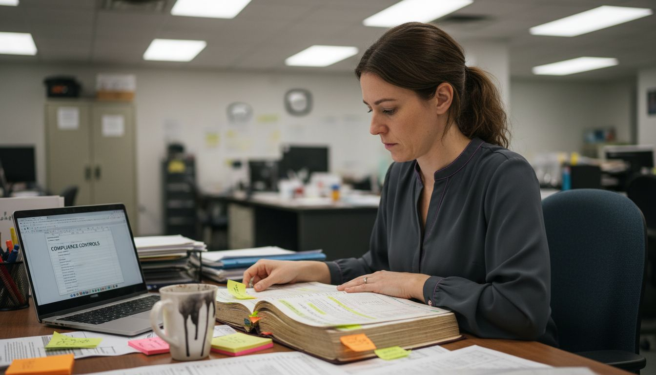 Analyst reviews GRC compliance documentation