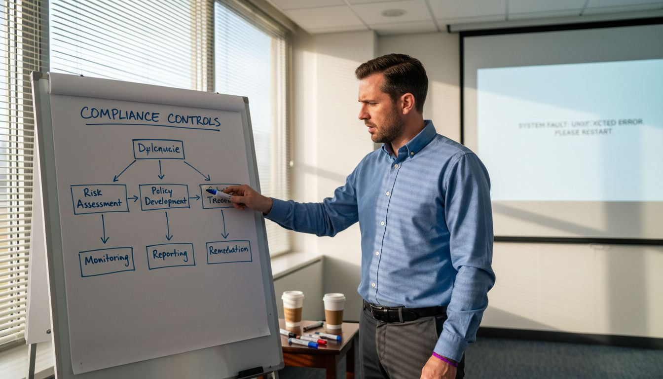 Manager presenting compliance controls workflow