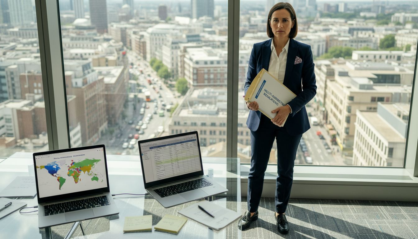 Consultant reviewing cross-border legal standards