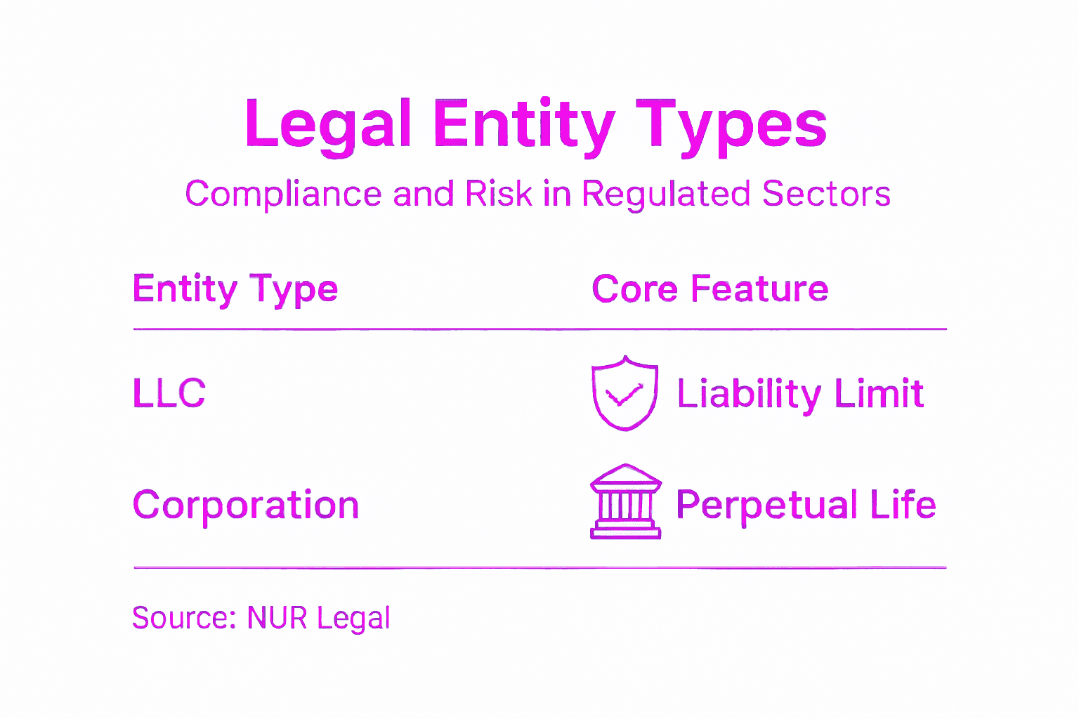 Infographic: types and features of legal entities