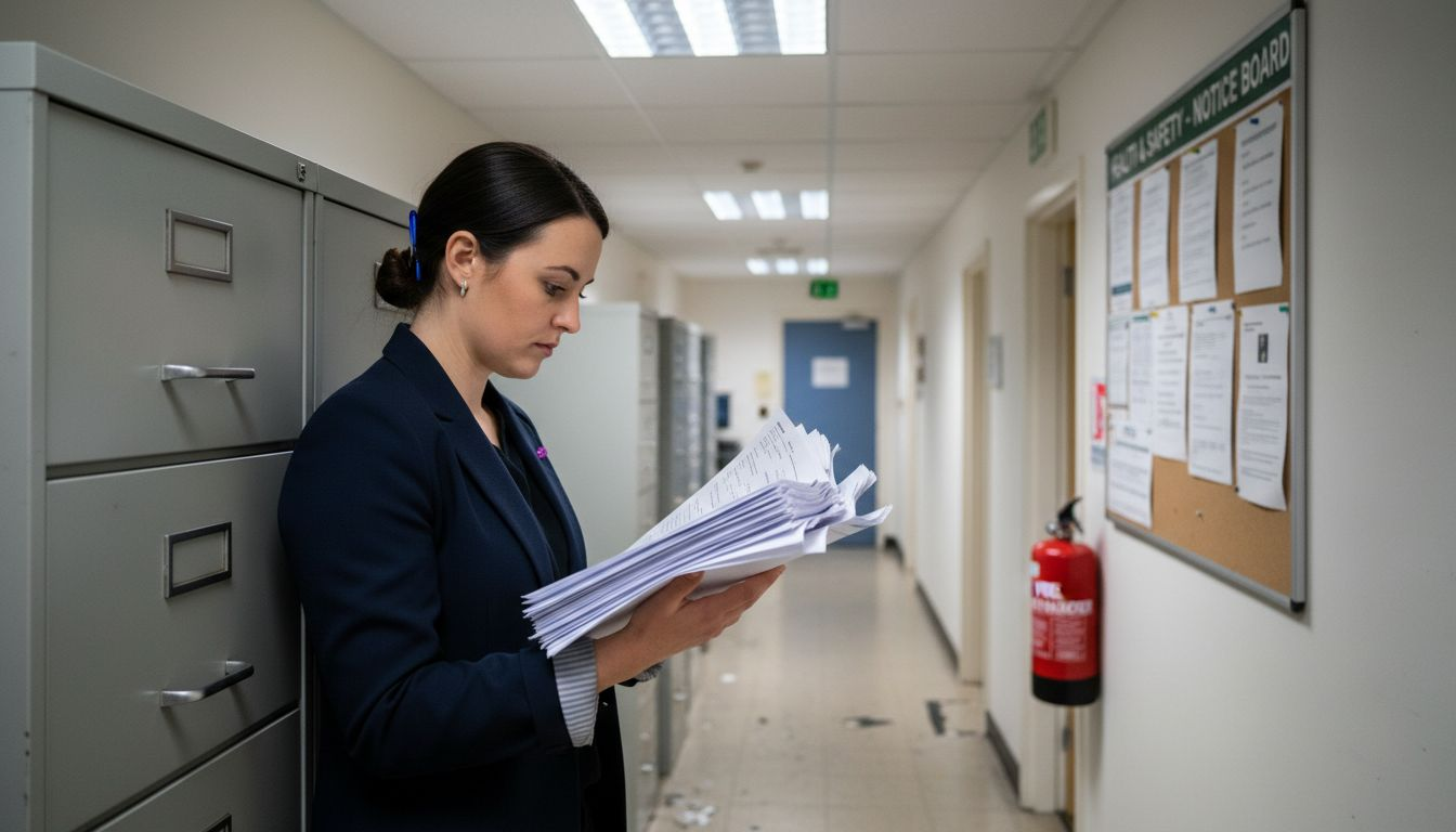 Compliance officer reviews high-risk licence documentation