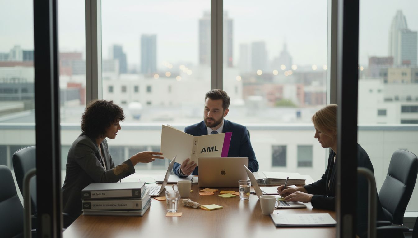Team discussing global financial regulations