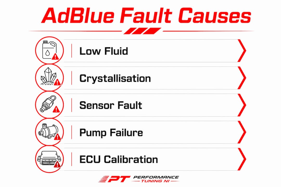 Infographic displaying common AdBlue fault causes