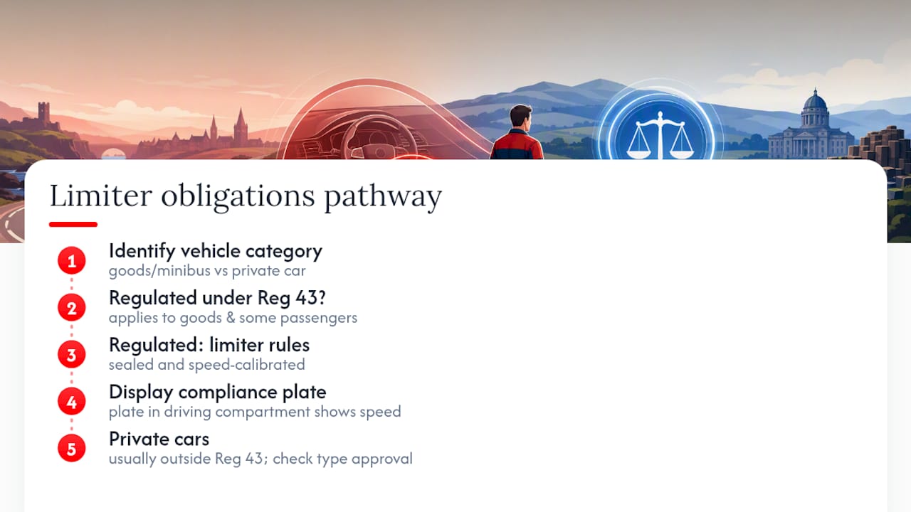 Vehicle category and limiter compliance pathway